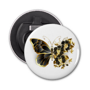 Gold Flower Butterfly with Black Orchid Bottle Opener