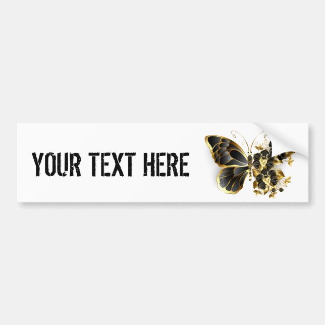 Gold Flower Butterfly with Black Orchid Bumper Sticker (Front)