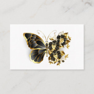 Gold Flower Butterfly with Black Orchid Business Card