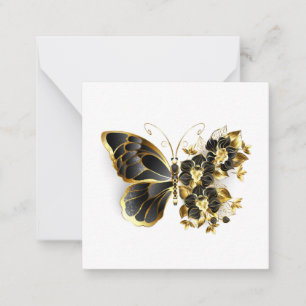 Gold Flower Butterfly with Black Orchid Card