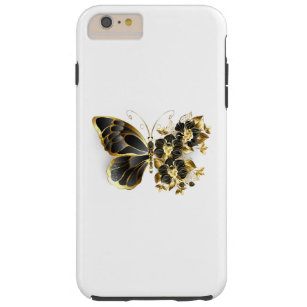 Gold Flower Butterfly with Black Orchid Tough iPhone 6 Plus Case