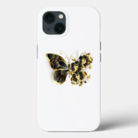 Gold Flower Butterfly with Black Orchid