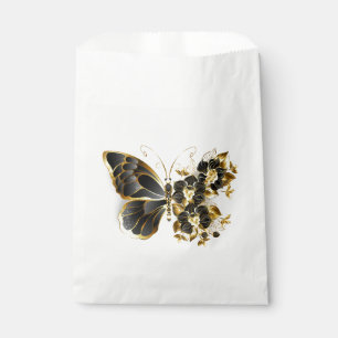Gold Flower Butterfly with Black Orchid Favour Bag