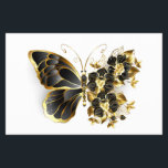 Gold Flower Butterfly with Black Orchid Flyer<br><div class="desc">Gold flower butterfly with black jewellery orchid,  decorated with gold leaves on white background.</div>