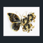 Gold Flower Butterfly with Black Orchid Flyer<br><div class="desc">Gold flower butterfly with black jewellery orchid,  decorated with gold leaves on white background.</div>