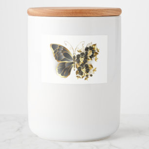 Gold Flower Butterfly with Black Orchid Food Label