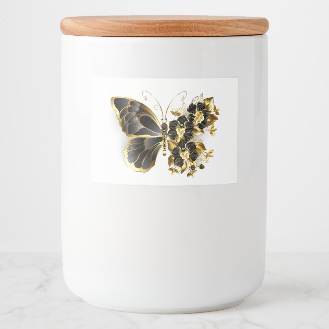 Gold Flower Butterfly with Black Orchid Food Label (Front)
