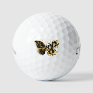 Gold Flower Butterfly with Black Orchid Golf Balls