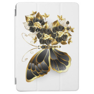 Gold Flower Butterfly with Black Orchid iPad Air Cover