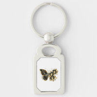 Gold Flower Butterfly with Black Orchid