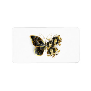 Gold Flower Butterfly with Black Orchid Label