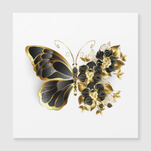 Gold Flower Butterfly with Black Orchid Magnetic Invitation