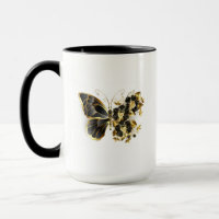 Gold Flower Butterfly with Black Orchid