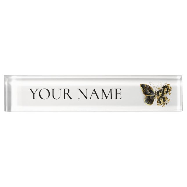 Gold Flower Butterfly with Black Orchid Nameplate (Front)