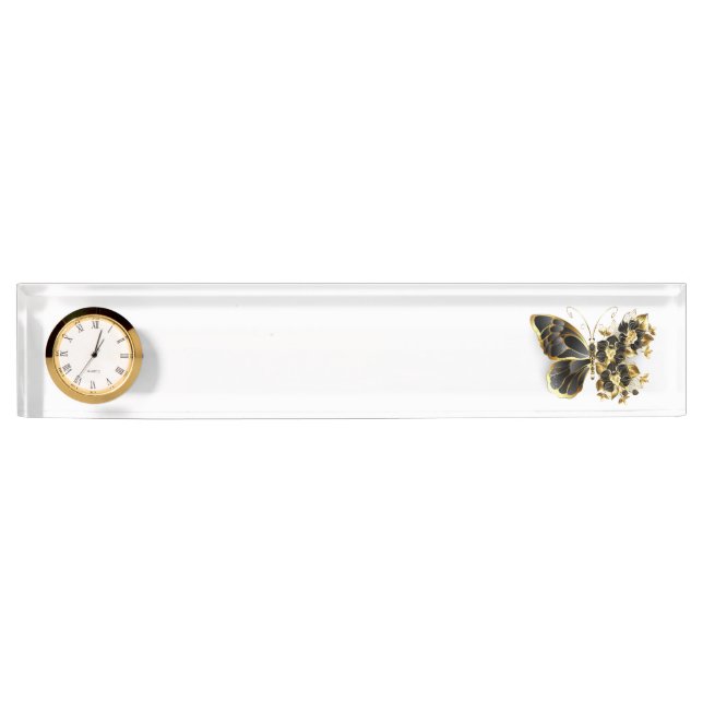 Gold Flower Butterfly with Black Orchid Nameplate (Front)