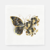 Gold Flower Butterfly with Black Orchid