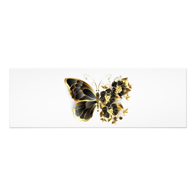 Gold Flower Butterfly with Black Orchid Photo Print (Front)