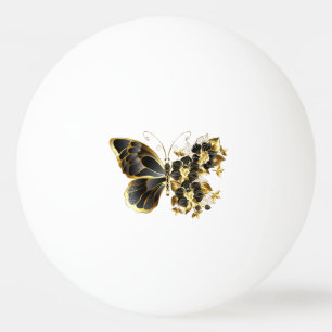 Gold Flower Butterfly with Black Orchid Ping Pong Ball