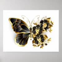 Gold Flower Butterfly with Black Orchid