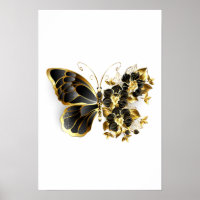 Gold Flower Butterfly with Black Orchid