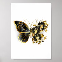 Gold Flower Butterfly with Black Orchid