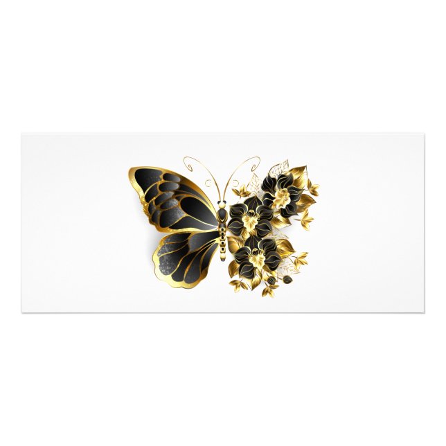 Gold Flower Butterfly with Black Orchid Rack Card (Front)
