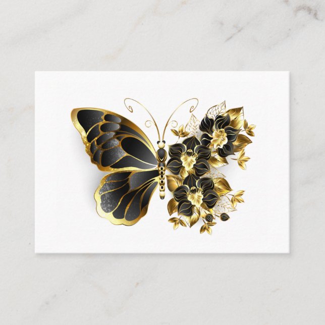 Gold Flower Butterfly with Black Orchid Referral Card (Front)