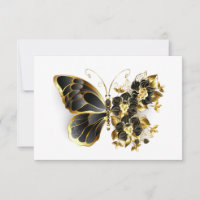 Gold Flower Butterfly with Black Orchid