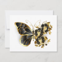 Gold Flower Butterfly with Black Orchid