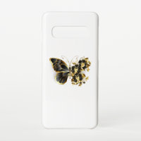 Gold Flower Butterfly with Black Orchid