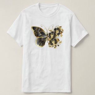 Gold Flower Butterfly with Black Orchid T-Shirt