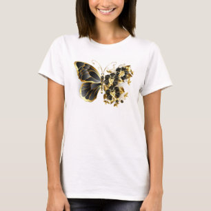 Gold Flower Butterfly with Black Orchid T-Shirt