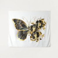 Gold Flower Butterfly with Black Orchid