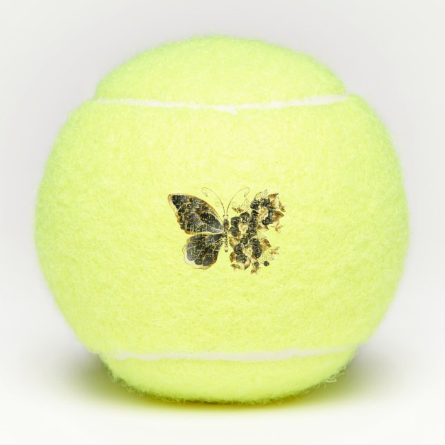 Gold Flower Butterfly with Black Orchid Tennis Balls (Front)