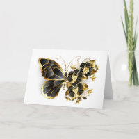 Gold Flower Butterfly with Black Orchid