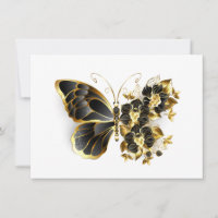 Gold Flower Butterfly with Black Orchid