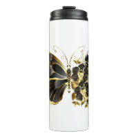 Gold Flower Butterfly with Black Orchid