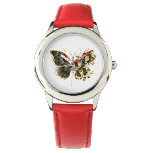 Gold Flower Butterfly with Black Orchid Watch