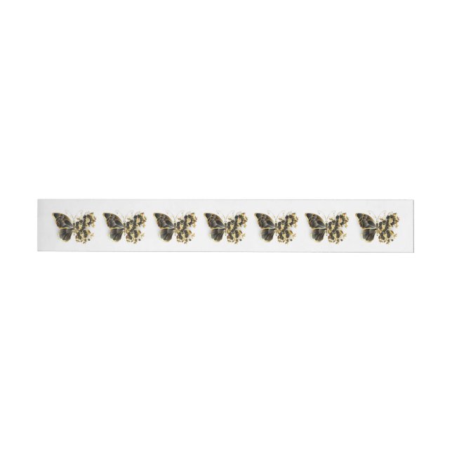 Gold Flower Butterfly with Black Orchid Wrap Around Label (Individual)