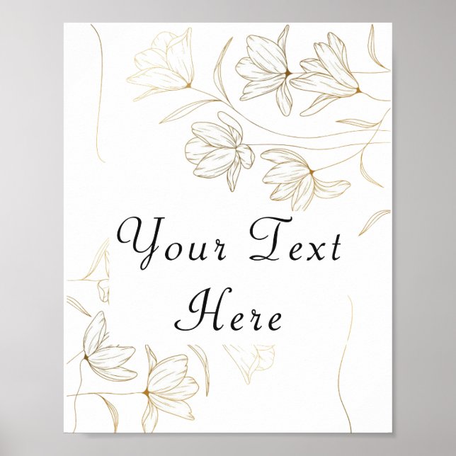 Gold Flower Custom Text Poster (Front)