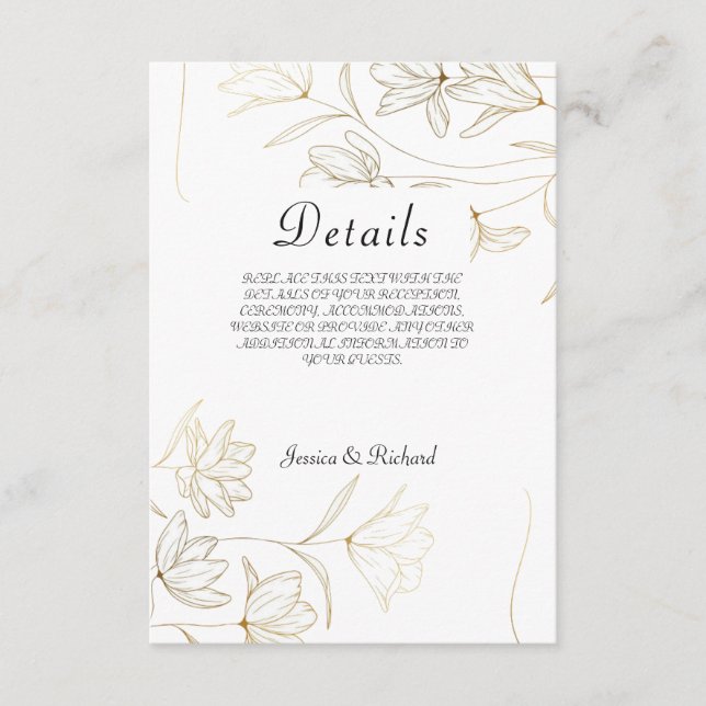 Gold Flower Details Enclosure Card (Front)