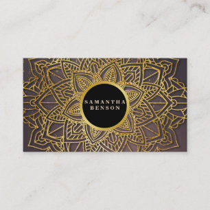 Gold Flower Mandala Pattern Yoga Instructor Business Card