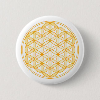 GOLD FLOWER OF LIFE 6 CM ROUND BADGE