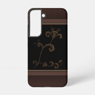 Gold Flower On Black Samsung Galaxy Case