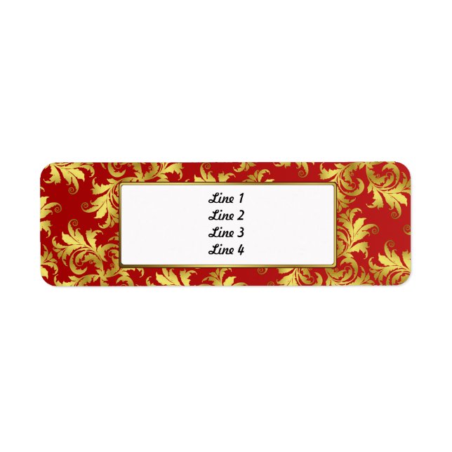Gold flower ornament return address label (Front)