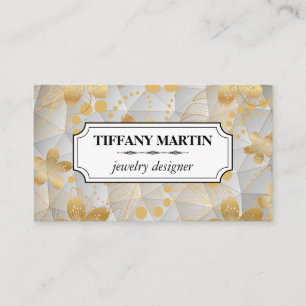 Gold Flower Pattern Geometric Business Card