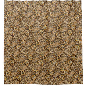 Gold Flower Print Pattern Classy Chic Bold Luxury Shower Curtain