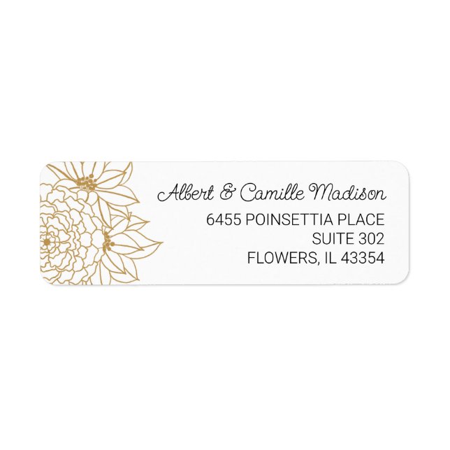 Gold Flower Return Address Label (Front)