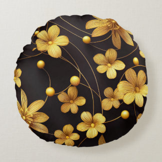 gold flower round cushion