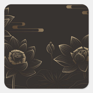 Gold Flower Square Sticker